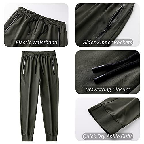 Ancient Star Mens Lightweight Joggers Sweatpants With Zipper Pocket Athletic Quick Dry Pants For Workout Running(As50087Green M) #TOP4