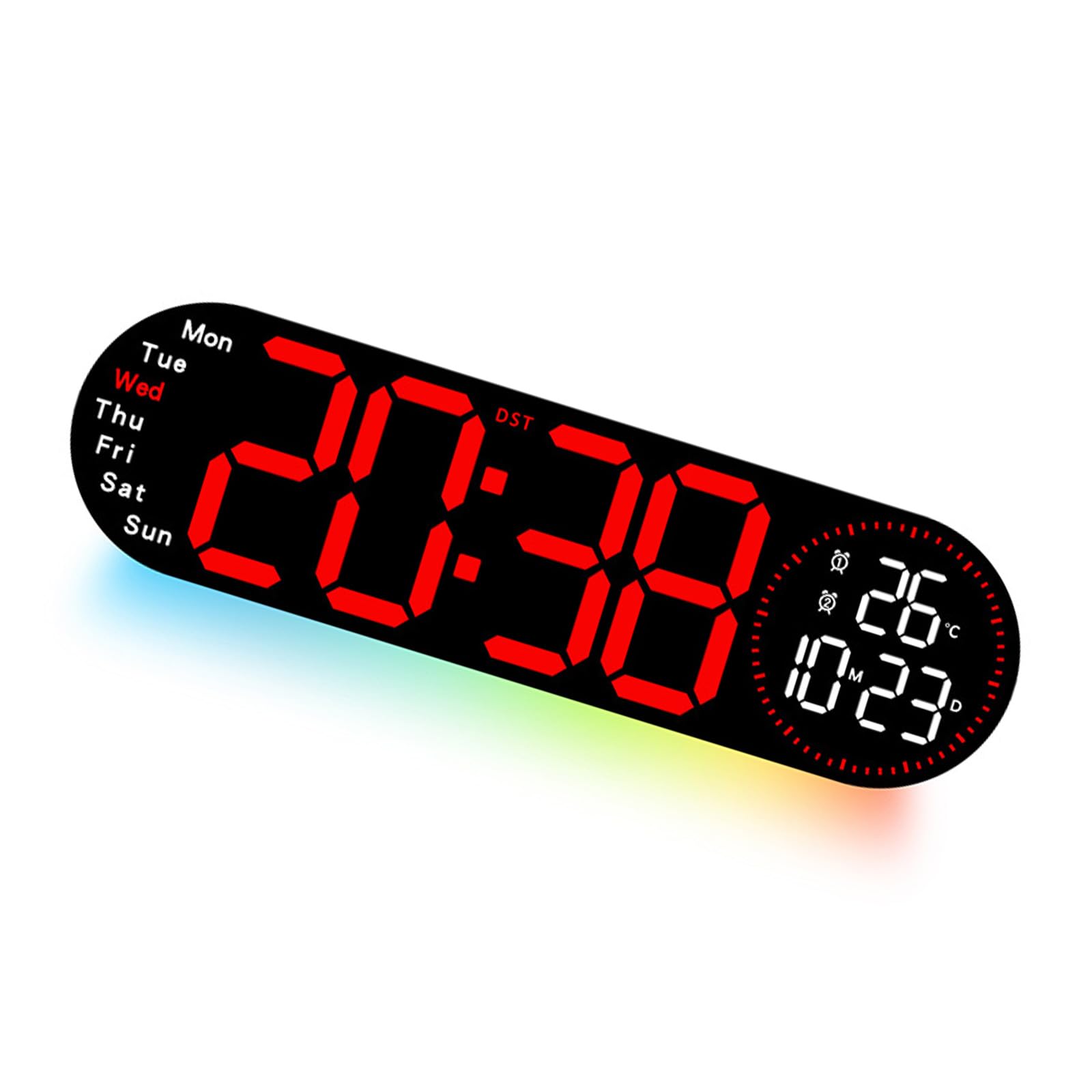 Horloge Murale Double Alarmes LED Horloge Numérique Rouge