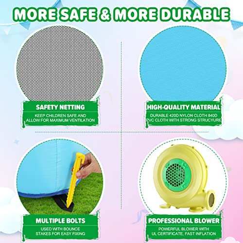 Wonfuy Inflatable Water Slide, Kids Pool Slide Bounce House With Blower For Wet And Dry, Climbing, Splash Pool, Water Gun, Basketball Rim, Inflatable Water Park Backyard Waterslide Bouncy Castle #TOP4