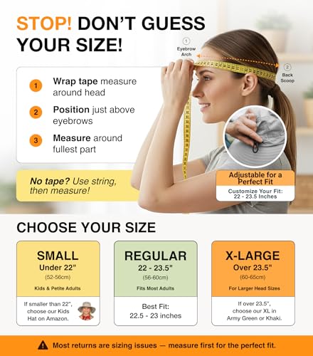 Image of GearTOP Safari Hat for Men Sun Hats for Women UV Protection UPF 50+ Fishing, Gardening, Hiking Hat (22-23 1 /2 inch)