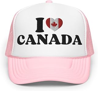 I Love Canada Heart Embroidered Trucker Hat Canada Vacation Family Trip Honeymoon Canada Trip Gifts Canadian Foam Caps