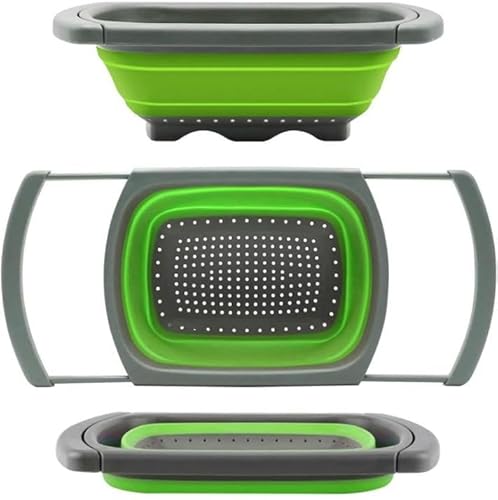 Miniatura 7 de AG Colador plegable de 9 cuartos de galón, colador sobre el fregadero, coladores de verduras y frutas, coladores con asas extensibles, nuevos