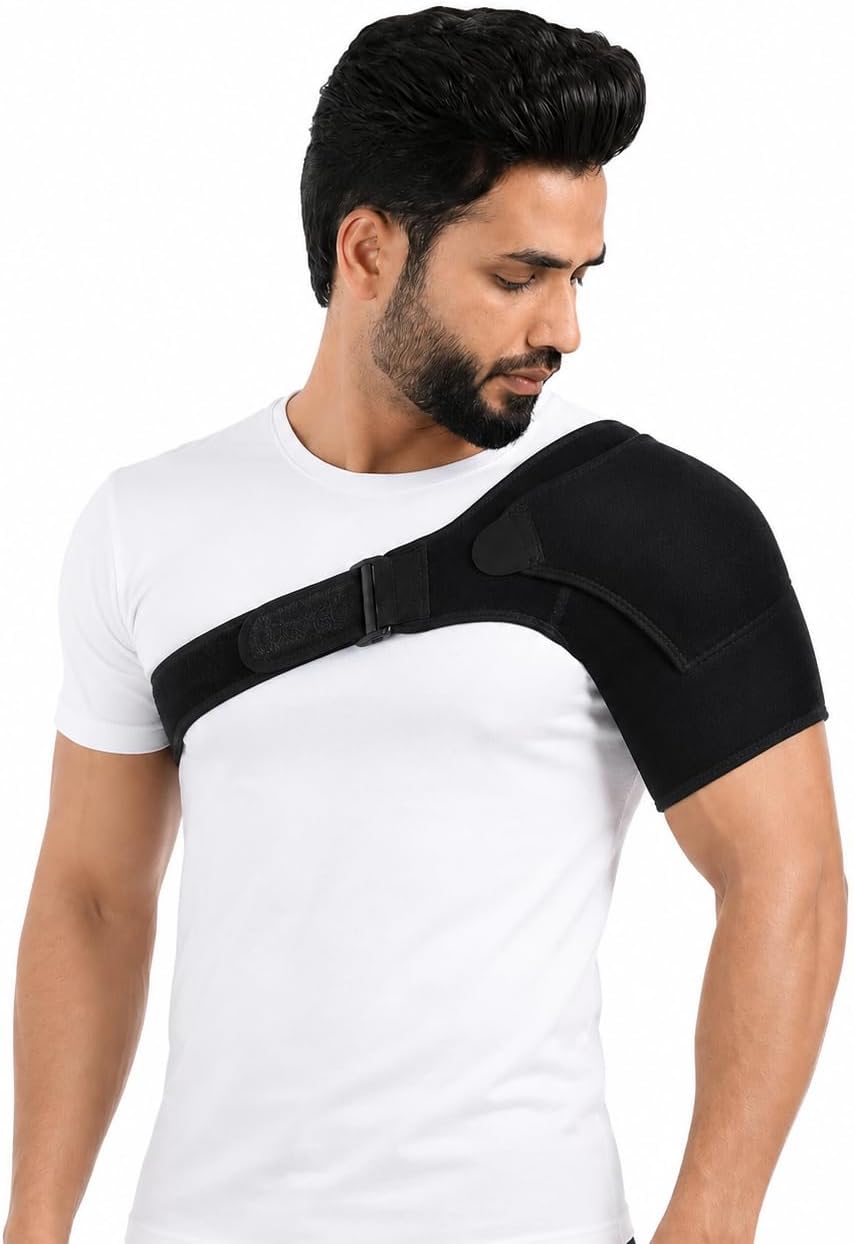 Shoulder Support Brace for Men & Women โ Pain Relief & Support for Rotator Cuff, AC Joint & Dislocated Shoulder โ Adjustable Shoulder Support Strap | Neoprene Foam | Universal Fit Both Left & Right Side