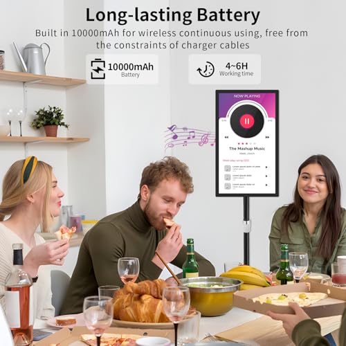 Image of 15.6 inch Digital Signage Display 10000 mAh Capacitive Touch Screen Advertising Display with Wireless Screen Mirroring, All in One LCD Screen HDMI-in with Android 13(4+64GB)