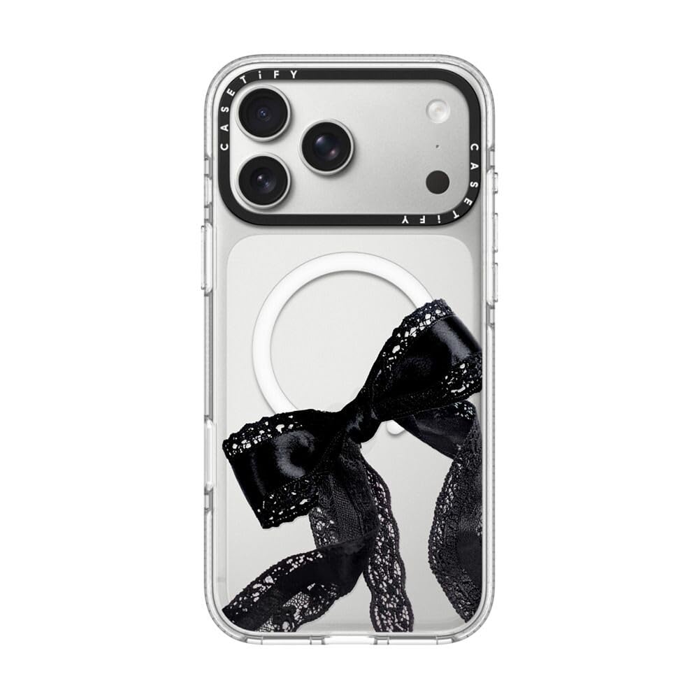 CASETiFY インパクト クリア iPhone 17 Pro Max ケース [黄変防止/クリア 透明/MagSafe対応] - Lace Organza Ribbon - Clear