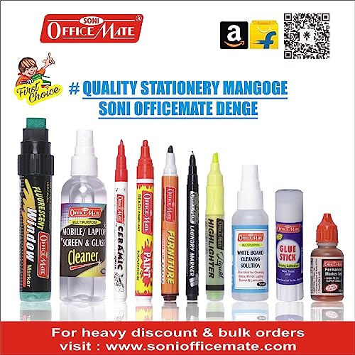 Image of Soni Officemate Stamp Pad Ink -15ml |Pack of 10 (Black)| Quick-Dry