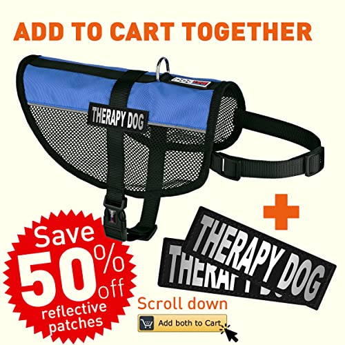 Dogline Maxaire Multi-Purpose Mesh Vest For Dogs And 2 Removable Therapy Dog Patches, Medium, Blue #TOP6