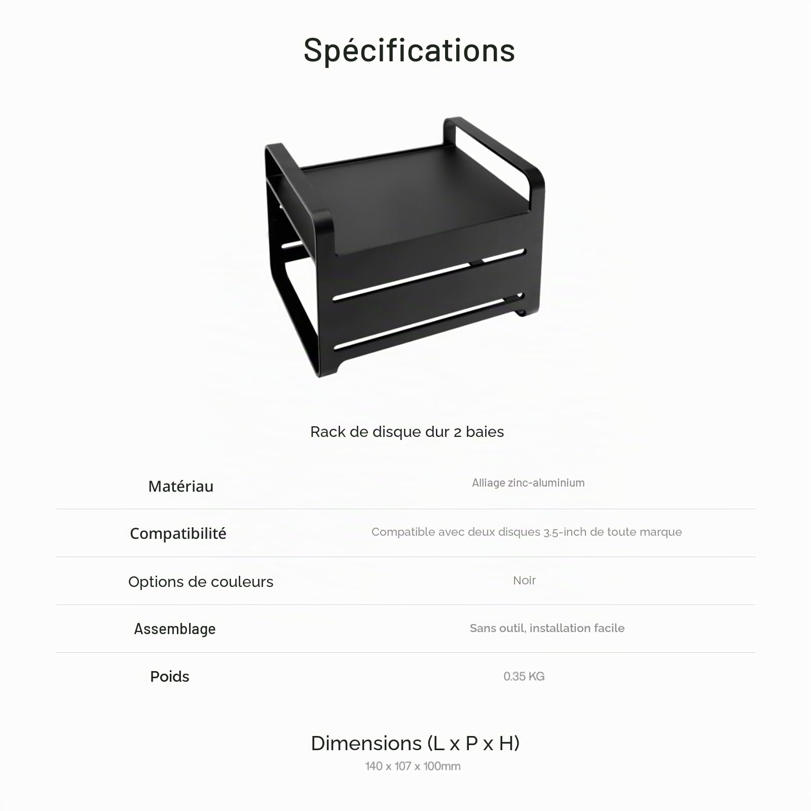 zimablade Plateau de montage pour disque dur à 2 baies, Zimaboard et autres disques de stockage doubles de 3,5 pouces, conception de rack de montage en alliage d'aluminium haute dureté