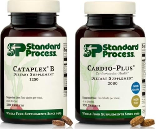 Standard Process Heart and Metabolism Support Bundle - Cataplex B & Cardio-Plus Dietary Supplement Set - Heart Circulation & Energy Production Aid Supplements - Cardiovascular Support with Vitamin B