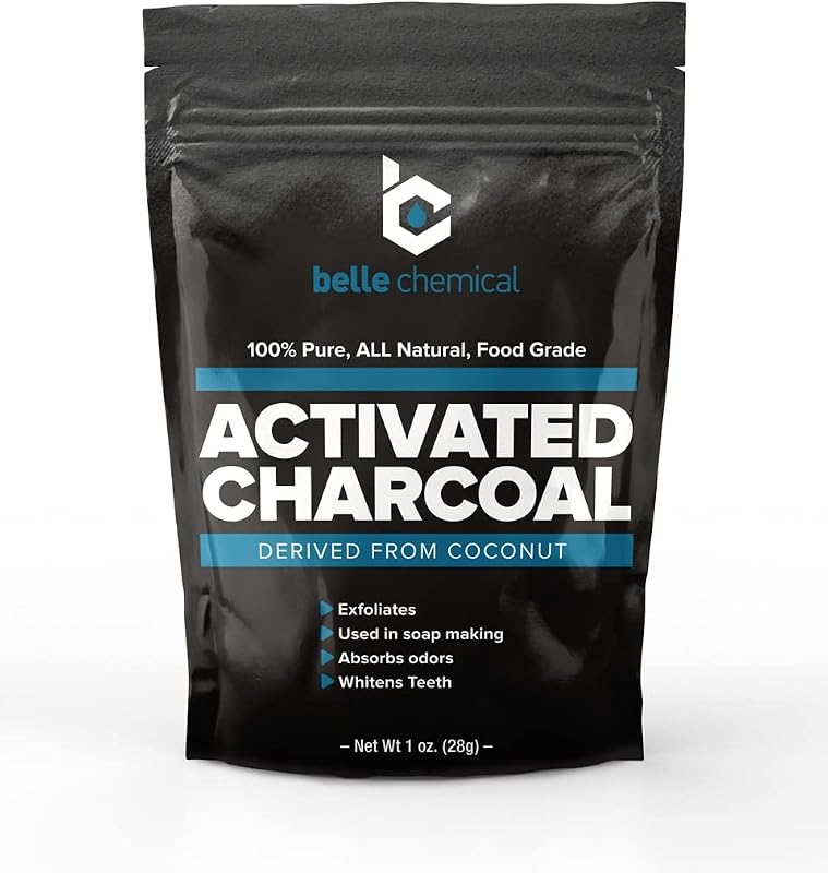 Pó de carvão ativado de coco Belle Chemical, pacote com 2 oz