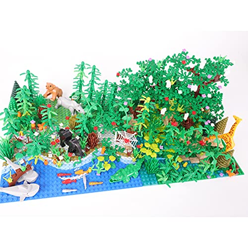 Myste Custom Tropischer Regenwald mit Grundplatte & Zubehör, 688 Teile DIY Dschungel Botanische Bausteinspielzeug mit…