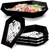 Dandat 4 Pcs Halloween Candy Bowl Plastic Halloween Serving Tray Dishes Creepy Plastic Platter with Spooky Bloodstain for Party Supply(Coffin Shape)