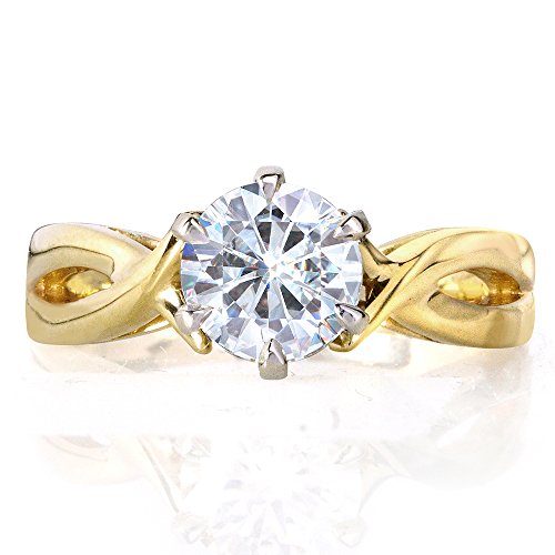 Kobelli Round Moissanite Solitaire Engagement Ring 1 CTW 14k Yellow Gold3