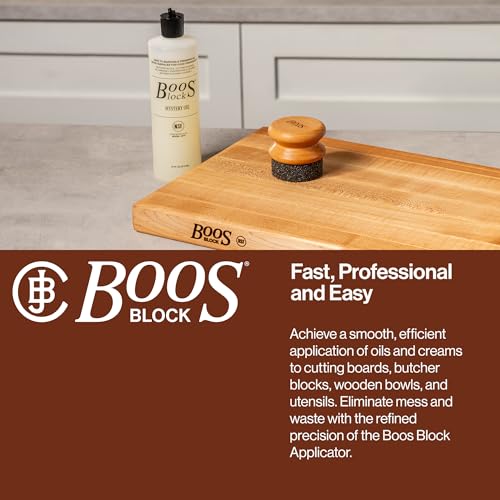 Image of John Boos 3-Piece Care Set, 2-Pack 16 oz Mystery Oil & Round Beechwood Applicator - All-Natural Maintenance Formula for Butcher Blocks, Wooden Countertops & Wood Utensils