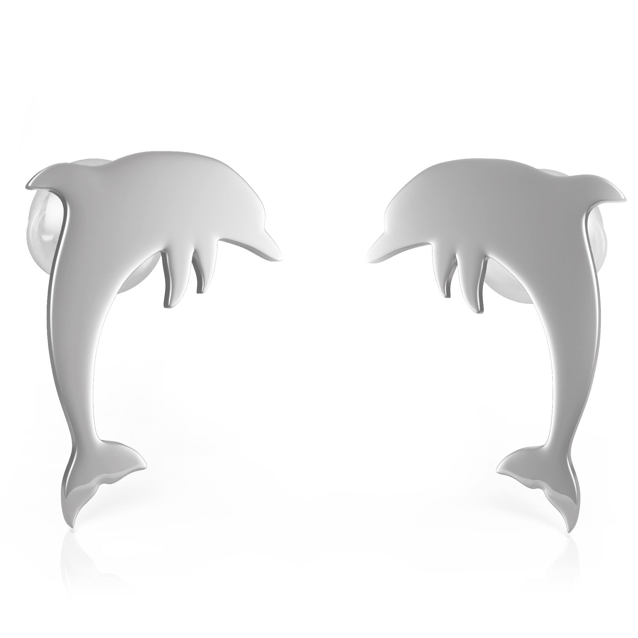 Ear Studs Set Dolphins Shape 925 Sterling Silver | Flat Ear Stud Earrings For Women Girls | Small Dolphins Ear Stud Pack Dainty Ear Jewelry