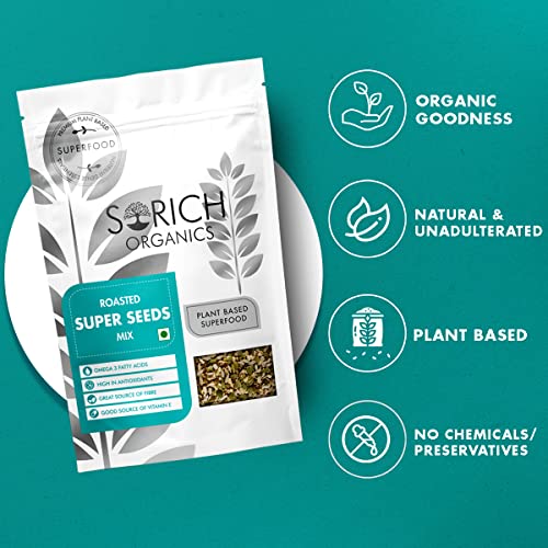 Image of Sorich Organics Roasted Super Seed Mix 400gm | Seed Mix for Eating | Mixed Seeds, Hair Growth | High Protein Healthy Snacks | Diet Food | Vegan | Gluten Free