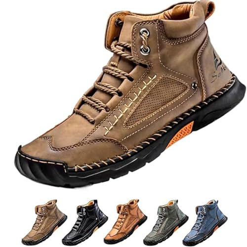 Sawbehind Mens Boots, 2025 Wide Waterproof 2-In-1 sawbehind Men'S Comfortable Handmade Outdoor Leather Shoes