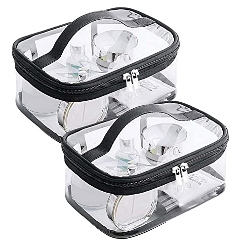 Neceser Transparente Impermeable de PVC, 2 Piezas, Bolsa de Liquidos Grande para Viaje en Avion, Adecuada para Cosméticos y Artículos de Tocador