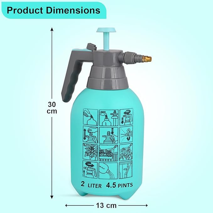 Image of Portable 2L Transparent Garden Spray Bottle Featuring an Adjustable Nozzle and Hand-Pressure Pump for Plant Misting, Yard Care, and Weed Treatment (Sky Blue)