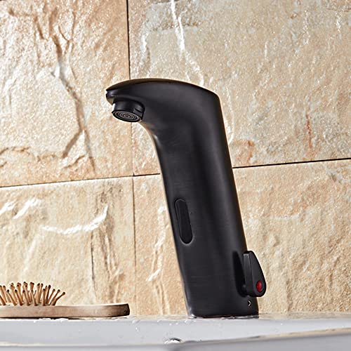 Grifo del baño de agua fría y caliente con acabado negro mate y sensor inteligente