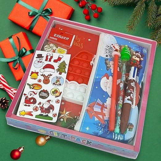 TERA 13 Christmas Stationery Set for Kids, 7 Stationery Items, Christmas Theme Stationery Kit, Christmas Stationery Gifts Set, Christmas Gift, New Year Gift, Return Gift