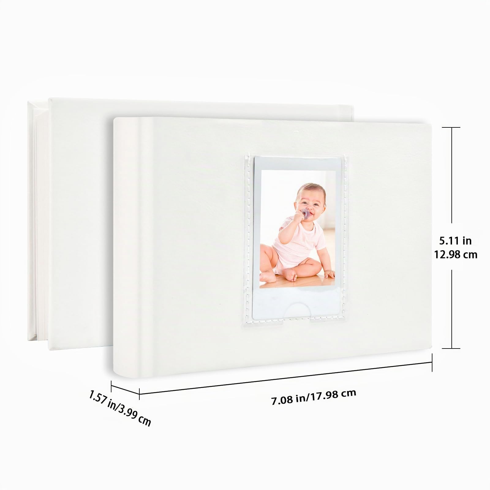 Mini album fotografico a 64 tasche con spazio per scrivere, finestra frontale, per album fotografico Polaroid 3 Inch， per Fujifilm Instax Mini 12 11 9 8 7+ 40, Kodak Zink, HP Sprocket (Bianco)