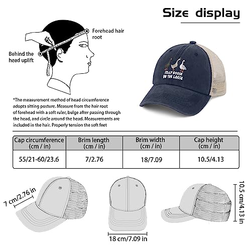 Image of Funny Goose Hat Silly Goose On The Loose Trucker Hat Women Vintage Mesh Cap for Summer