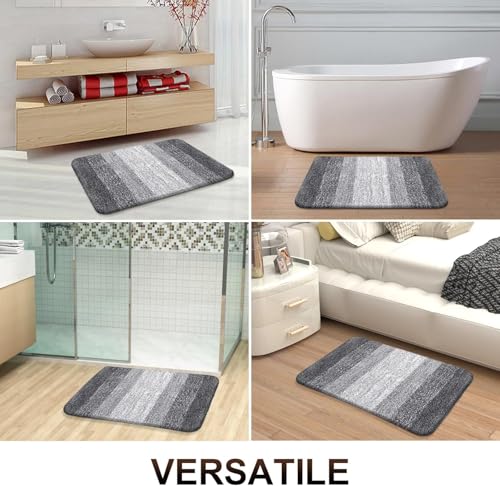 Image of HOWNICE Doormat for Bedroom,Bathroom,Kitchen,Living Room,Room Mats,Home Entrance Foot Mats,Floor mat,Main Door,Non Slip,Door Mate,Soft,Fur,Door Matt,Rugs,Bathmat (Stripe Grey Mat, Medium / /)