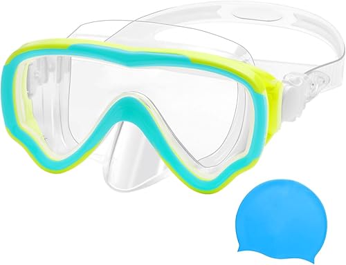 Máscara de buceo para niños, gafas de natación antivaho y antifugas, gafas de esnórquel, impermeable, duradera, máscara de vidrio templado para