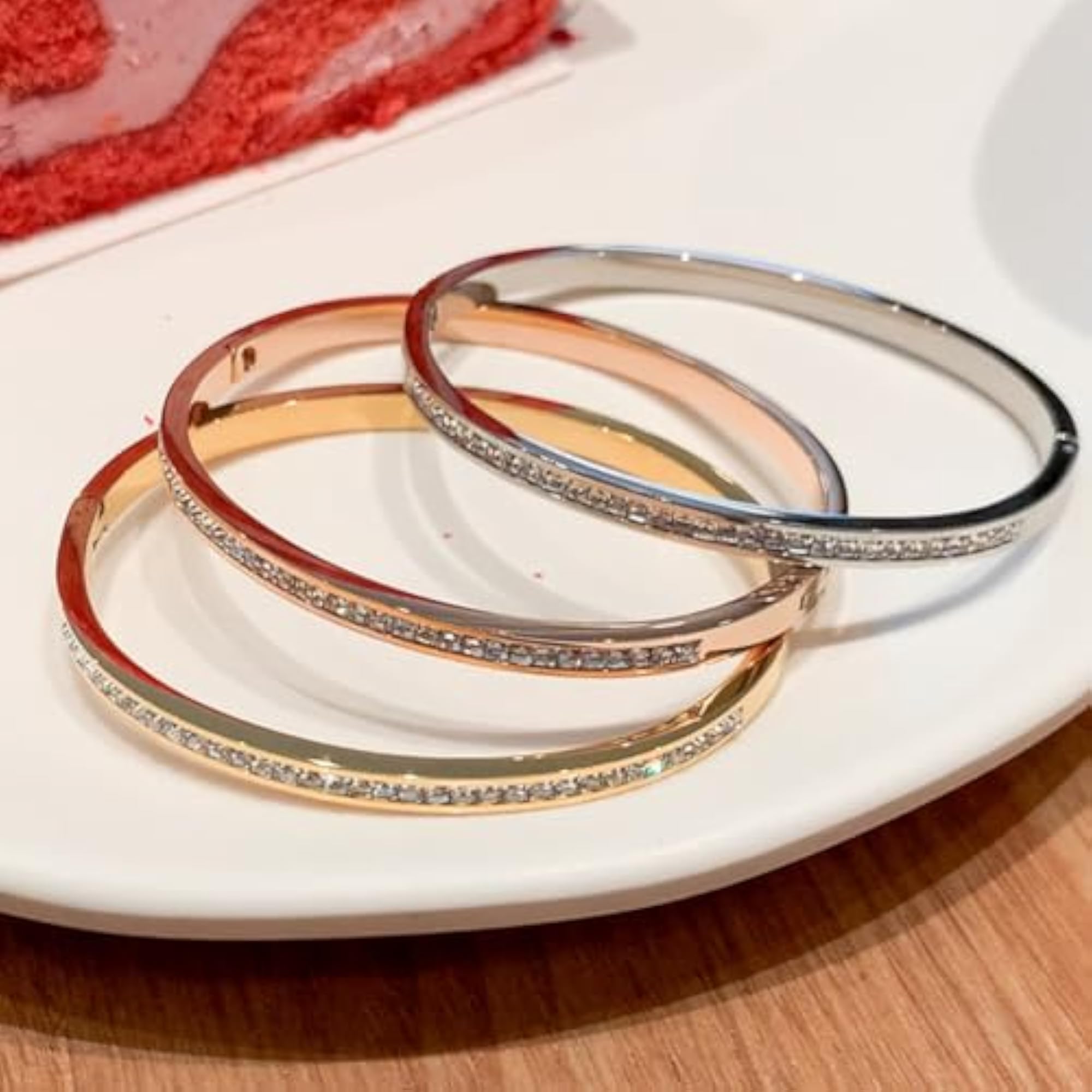 3 Pcs Stainless Steel Bangle Bracelet Set