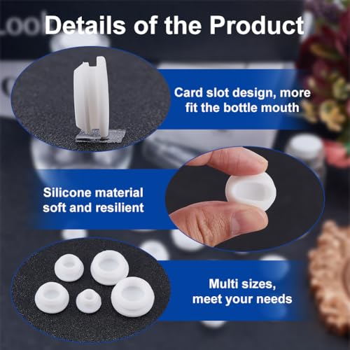 Image of GORGECRAFT 50Pcs 5 Sizes Silicone Hole Plug White Rubber Tapered Round Waterproof Button Tube End Caps Cover Soft Flexible Reusable Stopper Inserts Fit for Bathtub Furniture Bottle 0.2-0.4 Inch Hole
