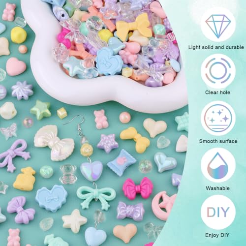 Image of SANNIDHI DIY Bracelet Making Set Bracelet Beads and Keychain Jewelry Making Kit, Assorted Cartoon Resin Beads Set for Kids Women DIY Phone Chains and Wristlets