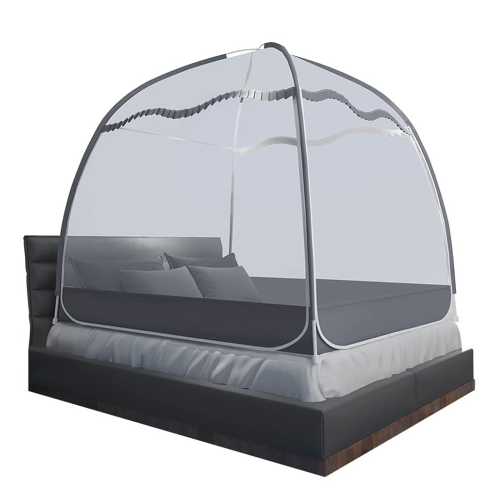 Moustiquaire pliable grise pour lit de dortoir et chambre familiale confort