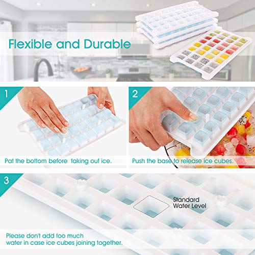 Ice Cube Tray For Freezer 3 Pack With Bin And Scoop, Upgraded Silicone Bottom/Plastic Frame Easy Release, Small Ice Cube Mold Securely Stackable In Box (32×3 Pcs) #TOP3