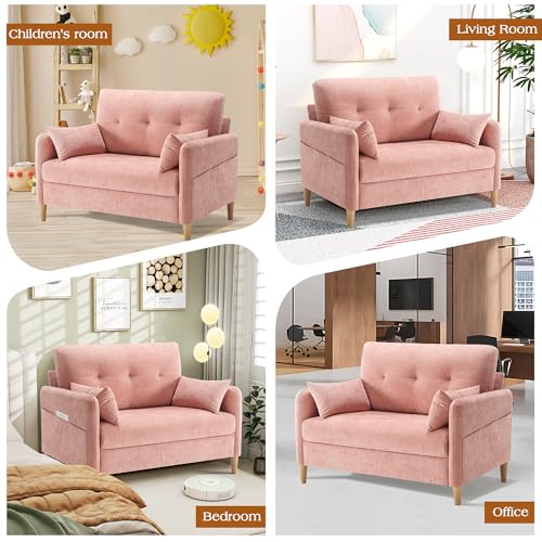 Image of Hanherry Loveseat Couch,Small Sofa for Living Room, Comfy Chenille Fabric Love Seat for Bedroom with Throw Pillow,Removable Cushion Cover,Couches for Small Space,Apartment,Dorm