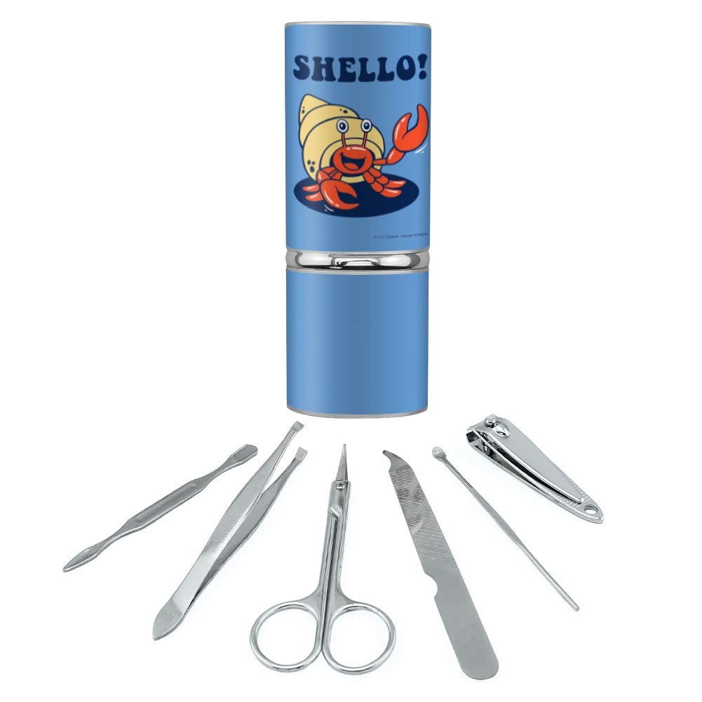 Shello Hello Hermit Crab Shell Funny Humor Stainless Steel Manicure Pedicure Grooming Beauty Care Travel Kit