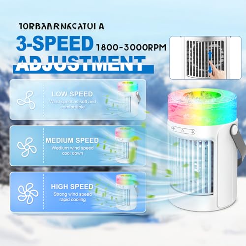 Emsa Mini Portable Air Conditioners Humidifier With 3 Speeds & 7 Colors Light, Quite Portable Fan With 650Ml Tank, Portable Ac Evaporative Air Conditioner Portable For Room thumb #2
