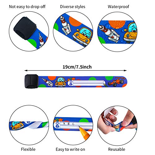 8 Pieces Safety Id Wristband Reusable Identification Bracelet Adjustable Waterproof Id Bands, 8 Styles #TOP6