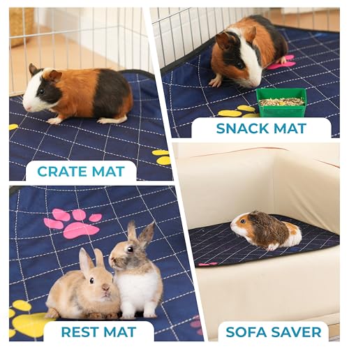 Image of Washable Rabbit & Guinea Pig Cage Liner & Bedding for Midwest (24 inchx47 inch), 2 Pack, Easy to Clean Unlike Fleece, Fast-Drying, Waterproof, Absorbent, Non-Slip Pee Pad, Reusable Bunny Mat for Small Animals