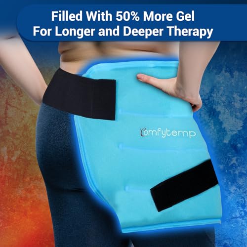 Image of Comfytemp Hip Ice Pack Wrap for Sciatica Pain Relief, Hip Replacement Kit After Surgery, Reusable Gel Ice Pack for Injuries, Hot Cold Compress Recovery Items Physical Therapy for Men Women (L /XL /2XL)