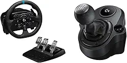 Kit Volante Logitech G923 para PS5, PS4 e PC + Câmbio Logitech G Driving Force