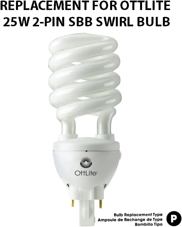 EYE POWER LED Replacement for OttLite 25W 2-Pin SBB Swirl Bulb H34J3K or SB25-P-FFP (1-Pack)