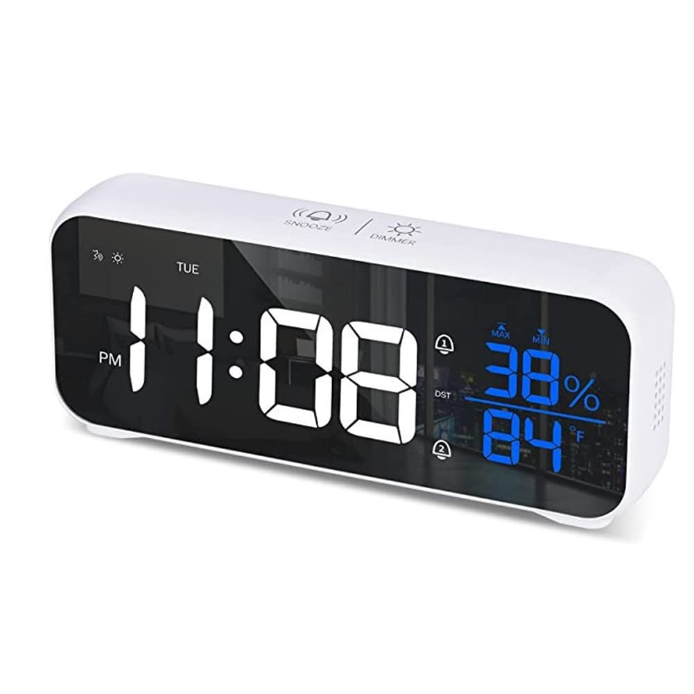 Goshyda Sveglia A LED Trasparente Con Display Grandi Numeri – Temperatura E Umidità, Per Comodino Ufficio - 4