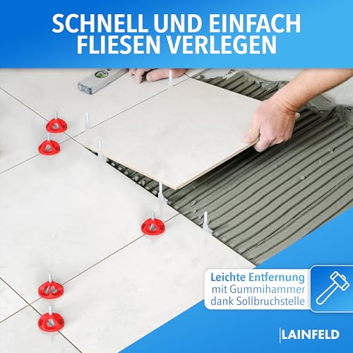 LAINFELD Fliesen Nivelliersystem | 3mm Fugenbreite | Abstandshalter zum Fliesen Legen | Fliesenverlegehilfe Fliesenleger Werkzeug Fliesenkreuz 3 mm
