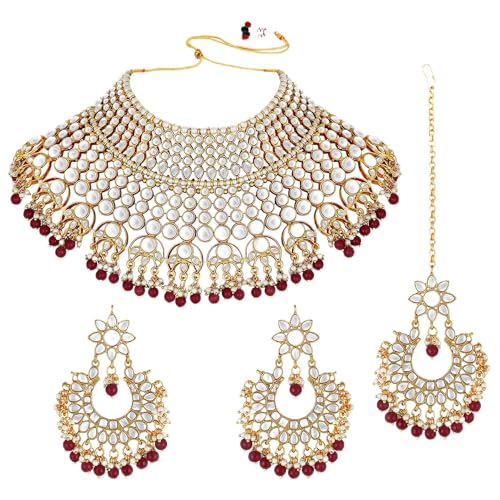 Peora Indian Wedding Traditional Gold Plated Kundan Choker Neckla...