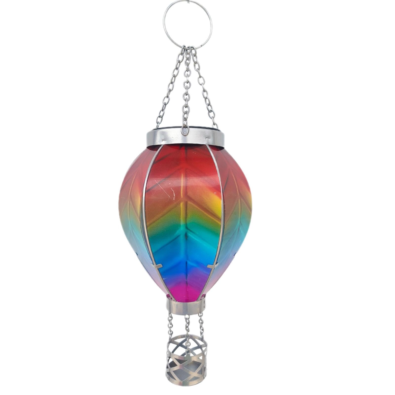 Qikam Hot Air Balloon Solar Lantern with Flickering Flame, Realistic Flaming Effect, Solar Powered, Water Resistant, Colorful Garden Light