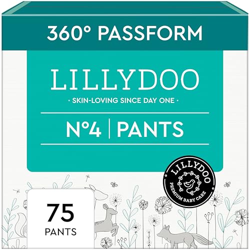 LILLYDOO Baby Windeln Pants - Größe 4 (9+ kg), Halbmonatsbox (75 Höschenwindeln), Sicherer Auslaufschutz - Hautfreundlich, Weich & Ohne Lotionen für empfindliche Haut, Dermatologisch getestet