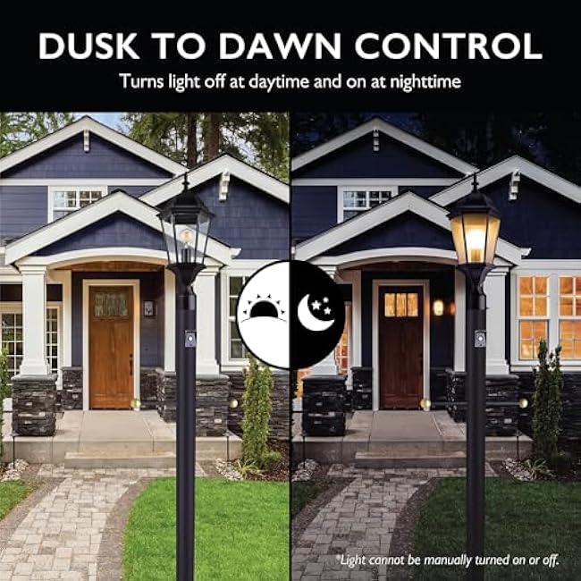 Replacement Dusk to Dawn Sensor for Outdoor Pole Lights - Automatic On/Off Light Sensor for Outdoor Lighting ¨C Steel Light Sensor, Black, Design House 502146