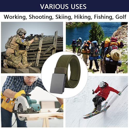 Image of LionVII Men Nylon Web Belts - Metal Buckle, Fully Adjustable Belt Strap for Work, Easy Trim to Fit 27- 46 inch Waist
