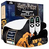 Harry Potter Manta Electrica King 230x265cm, Manta Invierno Sherpa, 9 Niveles de Calor, Temporizador 12h y Protección contra Sobrecalentamiento (Negro Harry Potter, King EU)